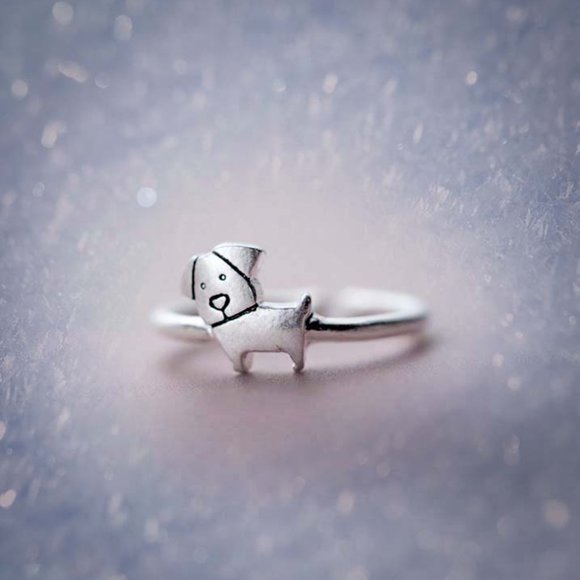 Sterling Silver Dog Ring Cute Animal Ring - Picture 5 of 6